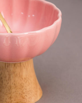 Mid-Century Footed Bowl-Pink - The Decor Kart 