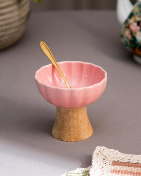 Mid-Century Footed Bowl-Pink - The Decor Kart 