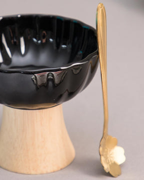 Mid-Century Footed Bowl-Black - The Decor Kart 