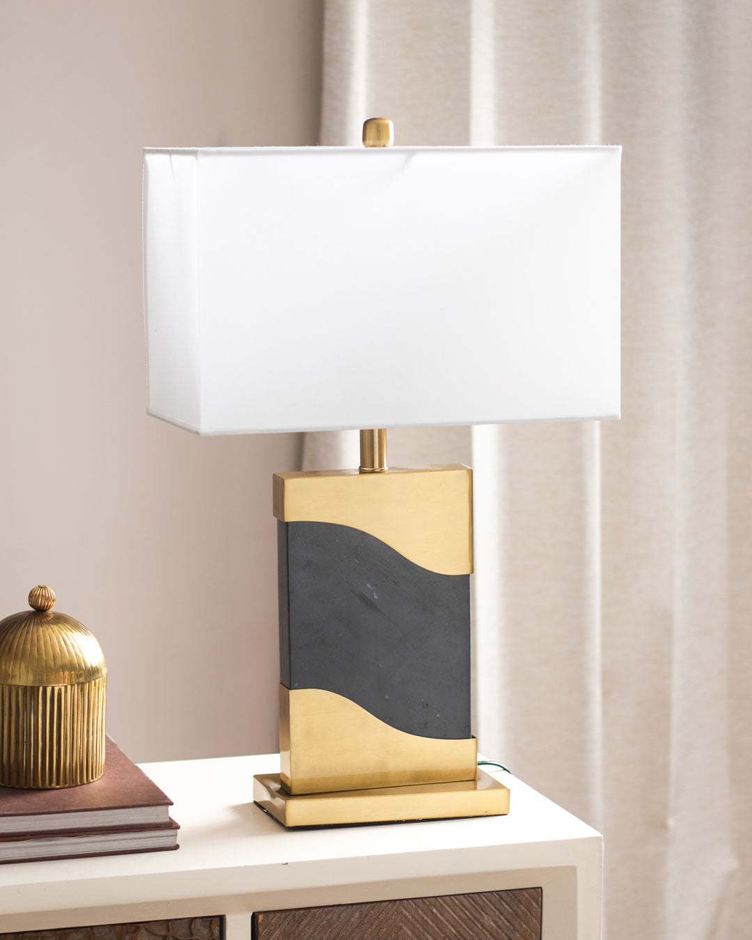 Bronze Finished Marble Table Lamp