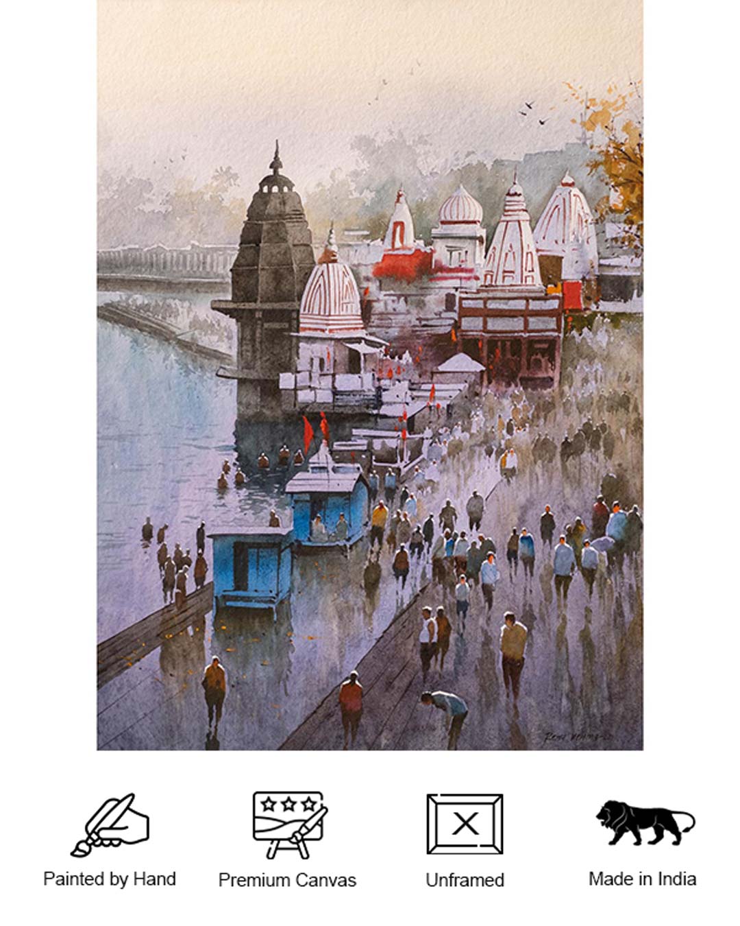 Banaras Ghat - Water Colour Painting