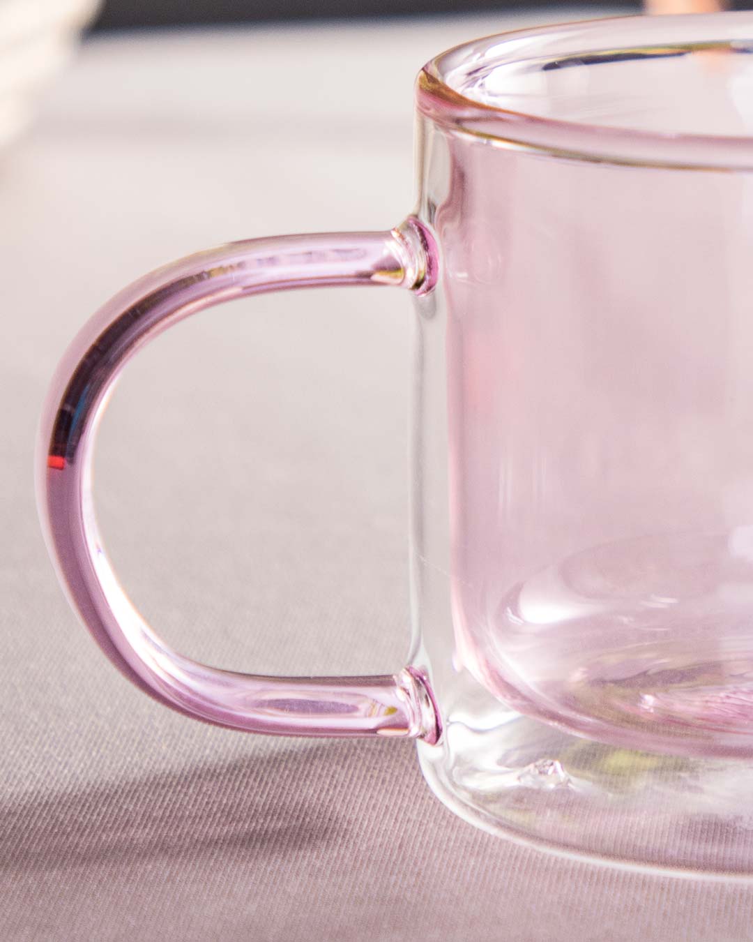 Double Wall Glass Tea Cup - Pink