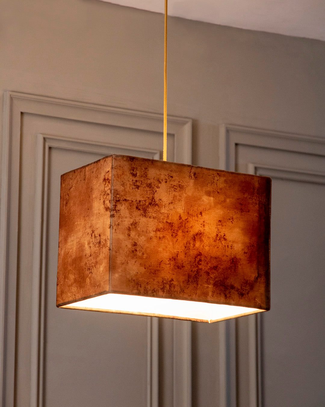 Rustic Velvet Rectangular Shade Pendant Light 