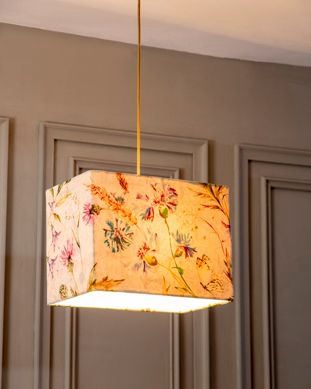Timeless Floral Rectangular Shade Pendant Light 