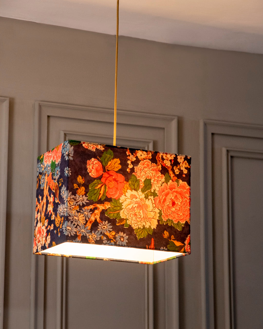 Tropical Blossom Rectangular Shade Pendant Light 