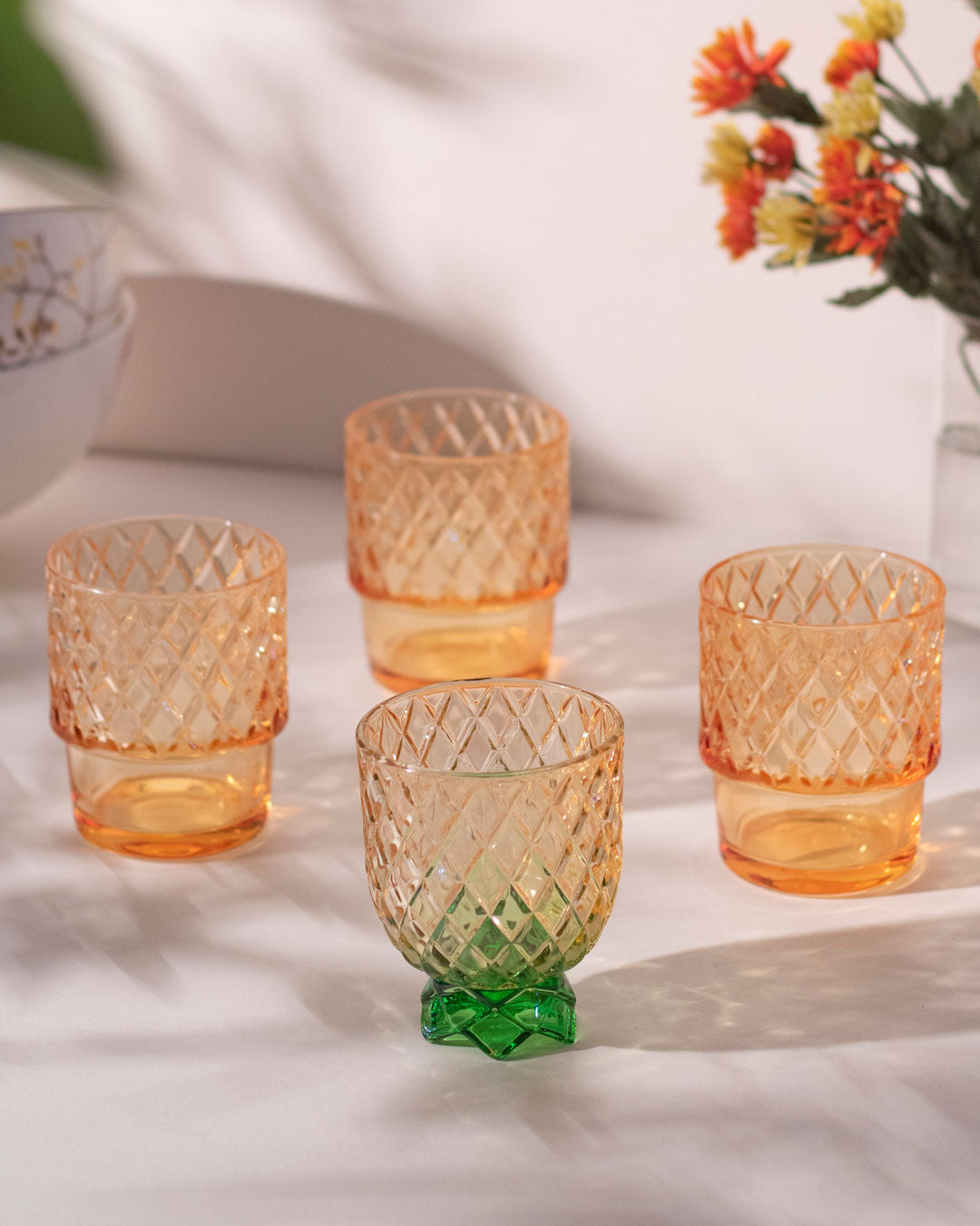 Pineapple Shaped Drinking Glasses - Set of 4