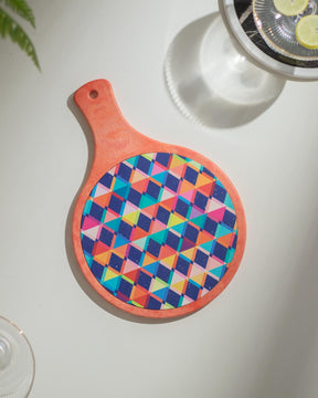 'Geometric Elegance' Triangle Mosaic Trivet - Orange - The Decor Kart 