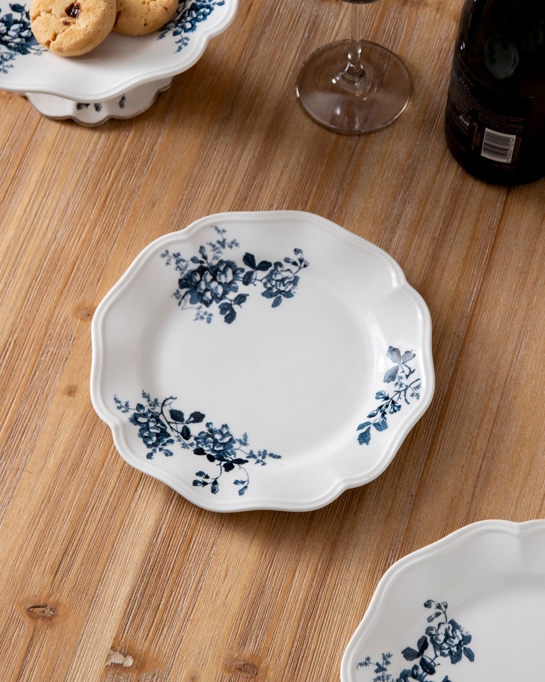 Blue Floral Scalloped Edge Quarter Plate 