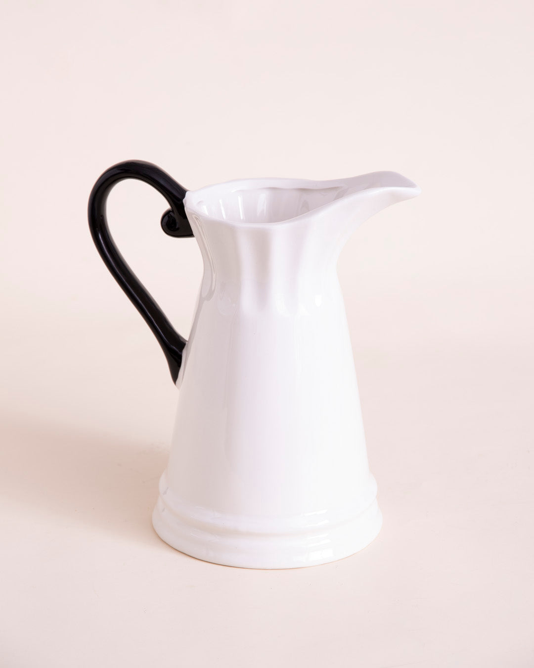 Crisp White Ceramic Pitcher Vase - VII 