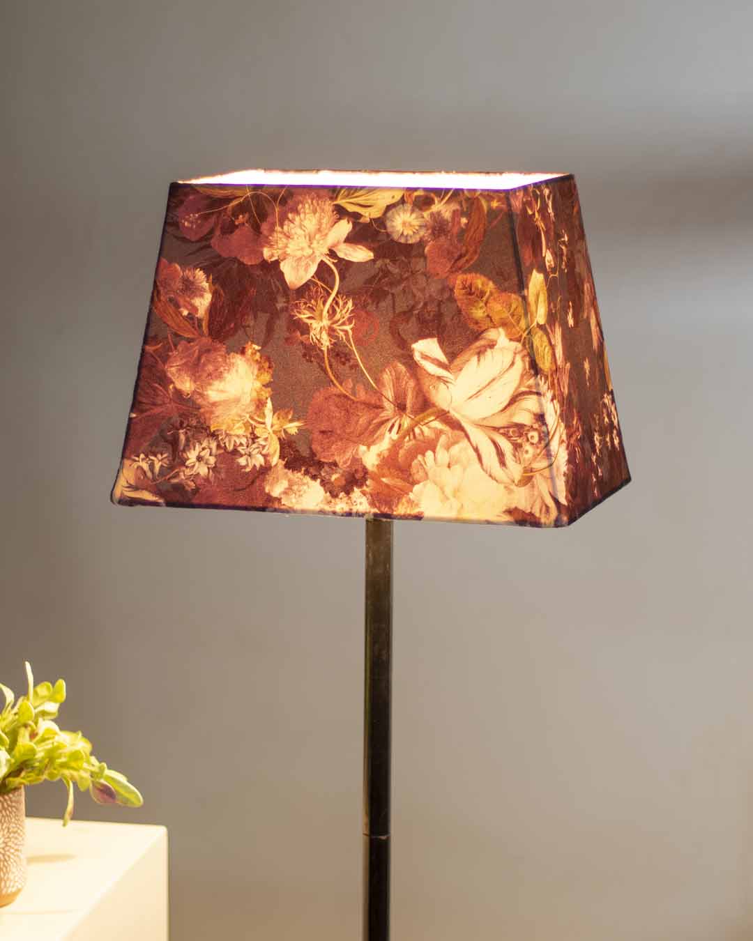 Purple Floral Cotton Tapered Rectangle Lamp Shade