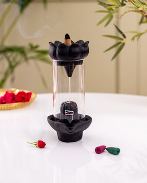 Mystical Bliss: Incense Smoke Embracing the Shiv-Ling - Large