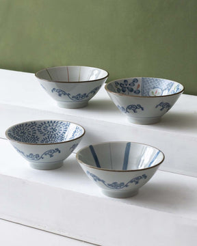 Blossom Stripe Katoris - Set of 4 - The Decor Kart 