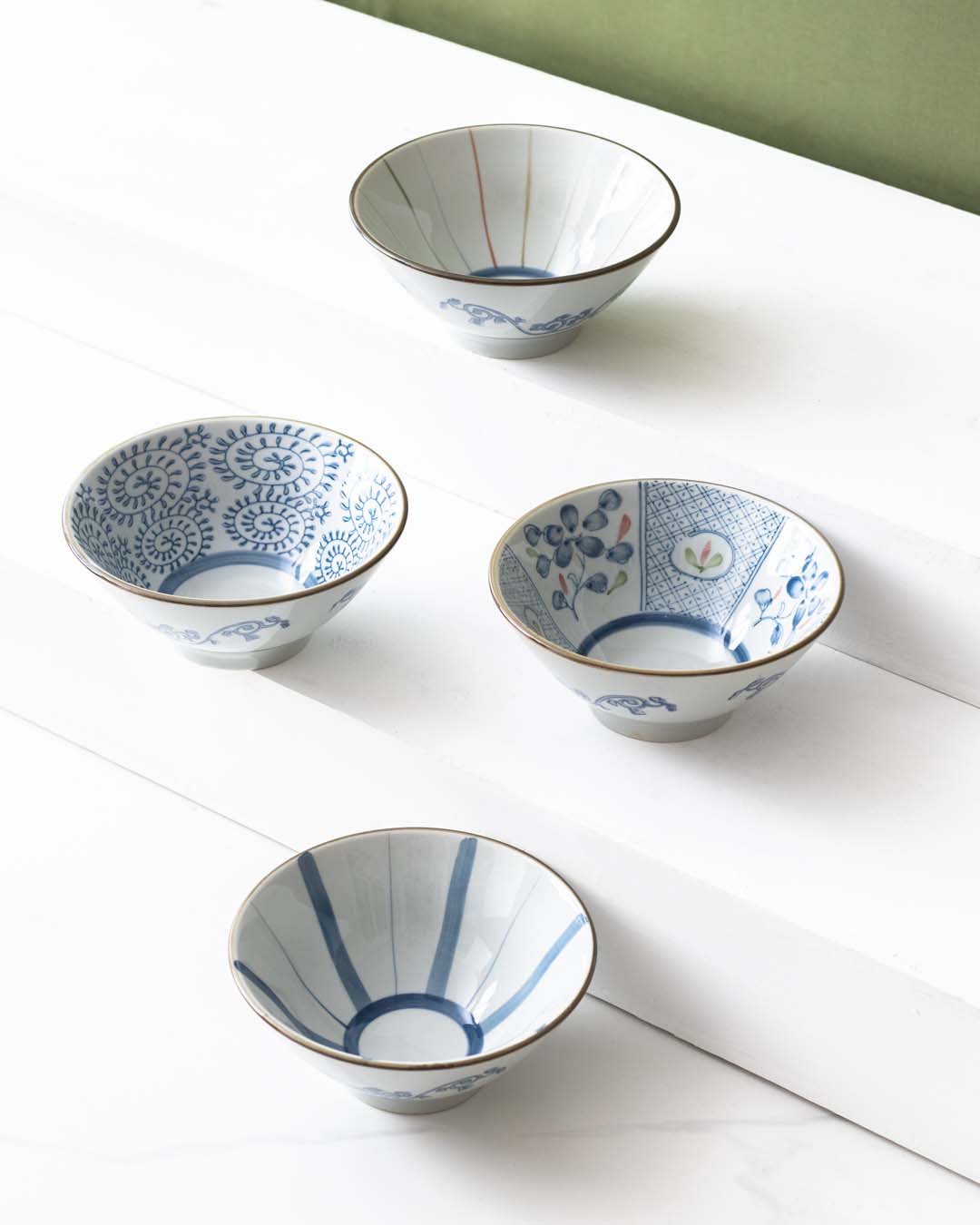 Blossom Stripe Katoris - Set of 4 - The Decor Kart 