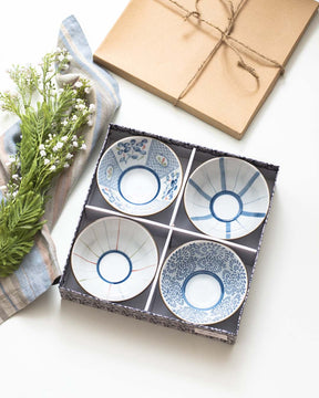 Blossom Stripe Katoris - Set of 4 - The Decor Kart 