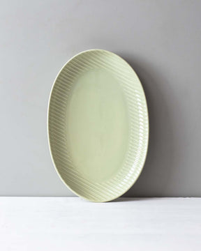 Glossy Straight Grain Platter - Milk Green - The Decor Kart 