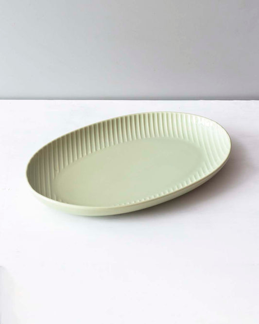 Glossy Straight Grain Platter - Milk Green - The Decor Kart