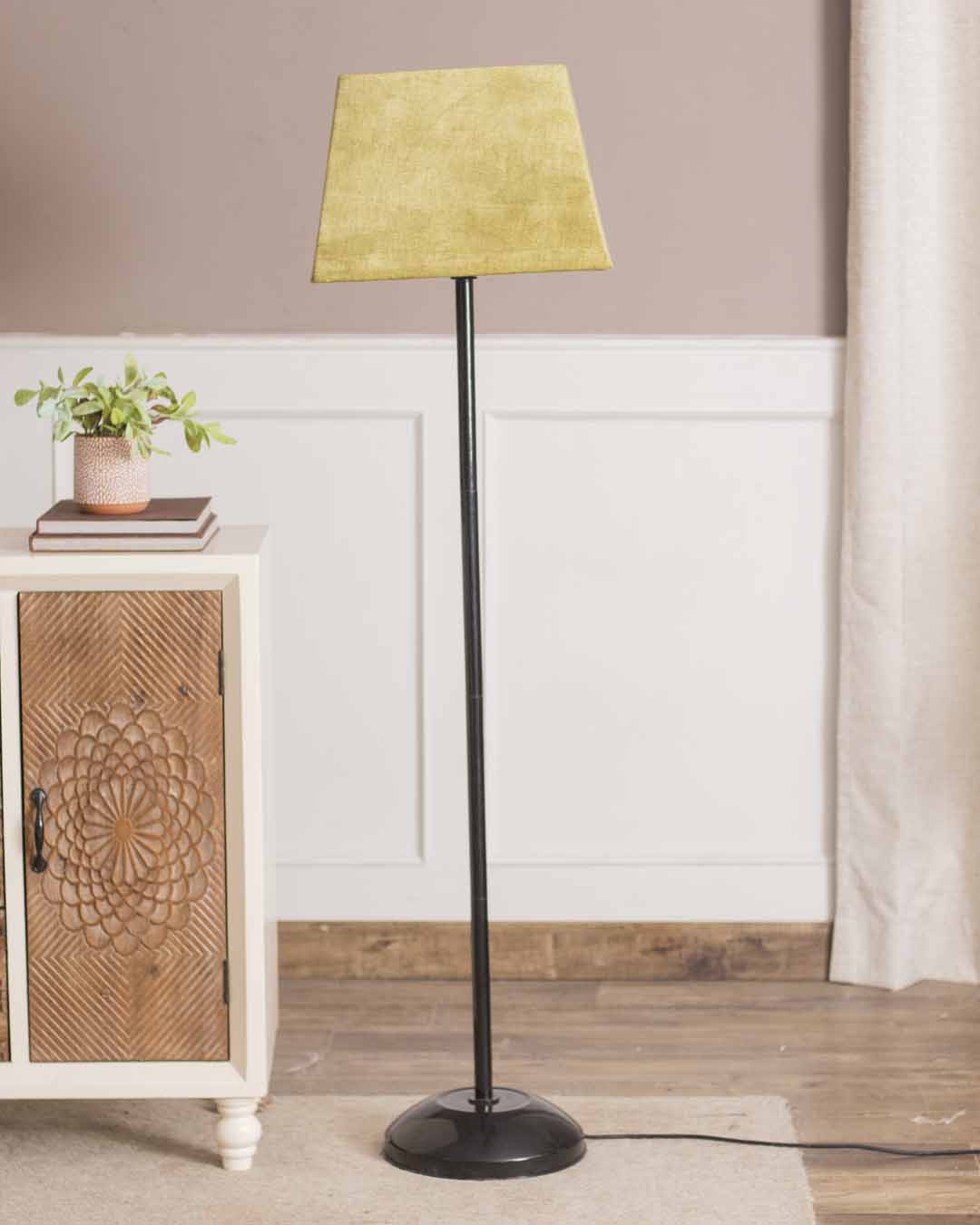 Yellow Modern Round Cotton Floor Lamp - The Decor Kart 