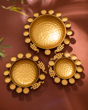 Divine Light: Multi-Diya Holders - Set of 3