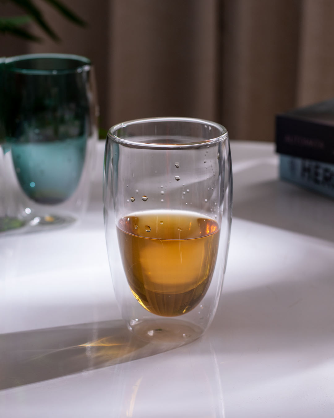 Cylindrical Double Wall Glass - White - The Decor Kart 