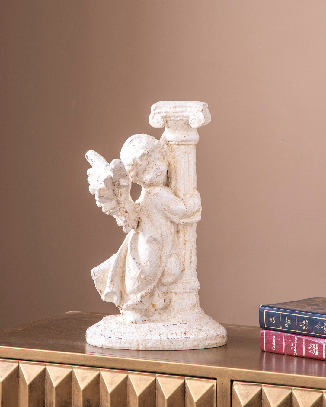 Distressed Finish Decorative Cherub Figurine
