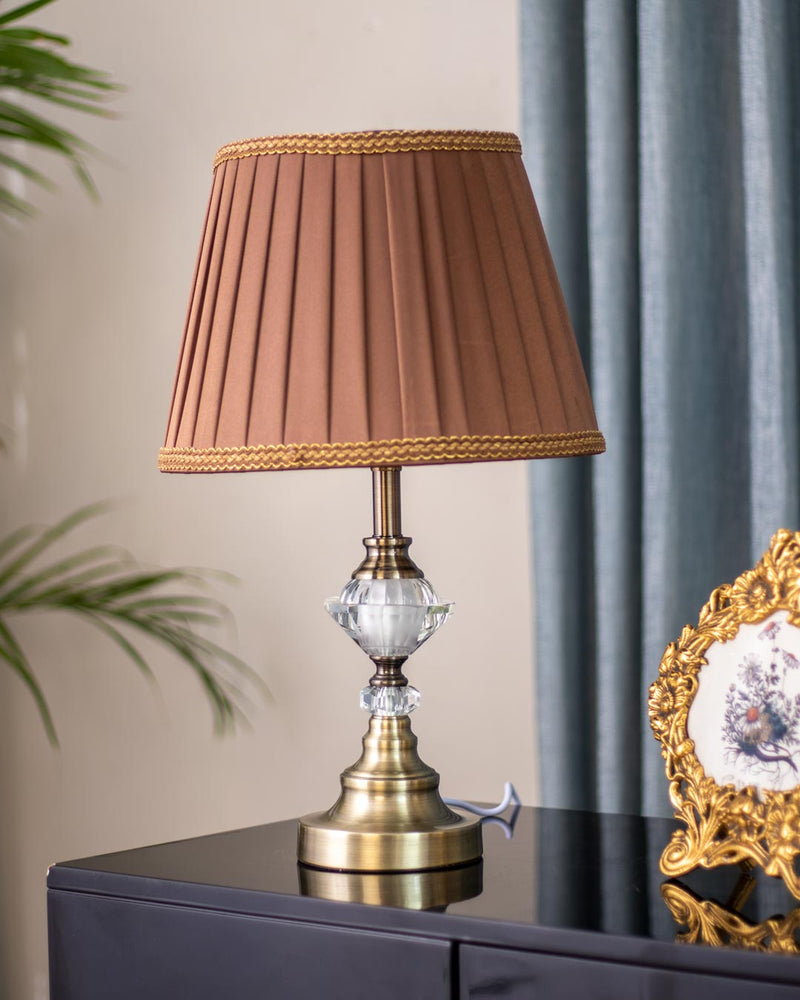 Crystal Glass And Golden Metal Base Table Lamp