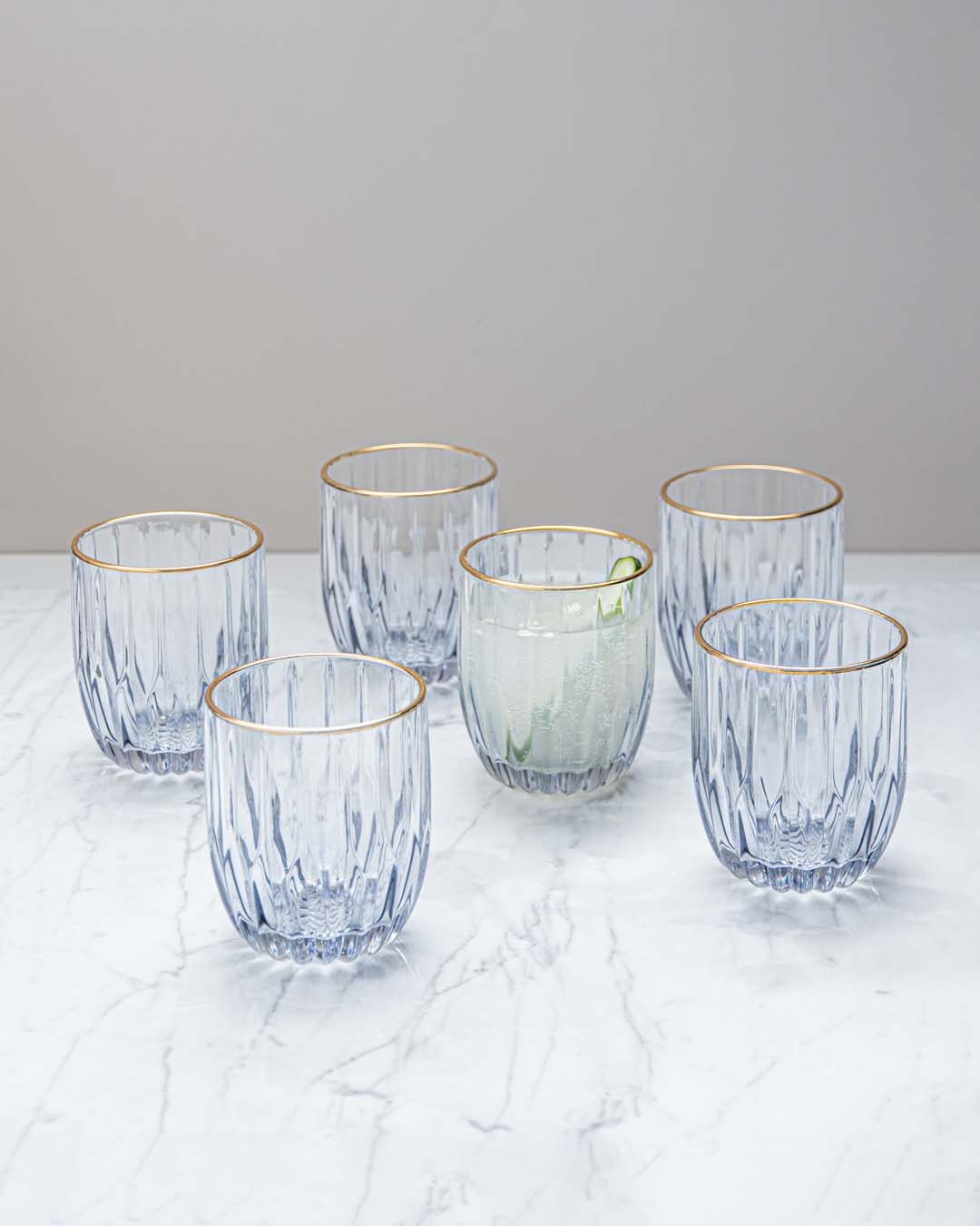 Archie Old Fashion Whiskey Glasses - Blue - Set Of 6 - The Decor Kart 