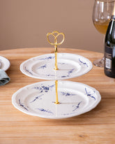 Blue Floral Scroll 2-Tier Cake stand 