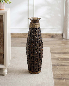 Retro Bamboo Floor Vase - Small - The Decor Kart 