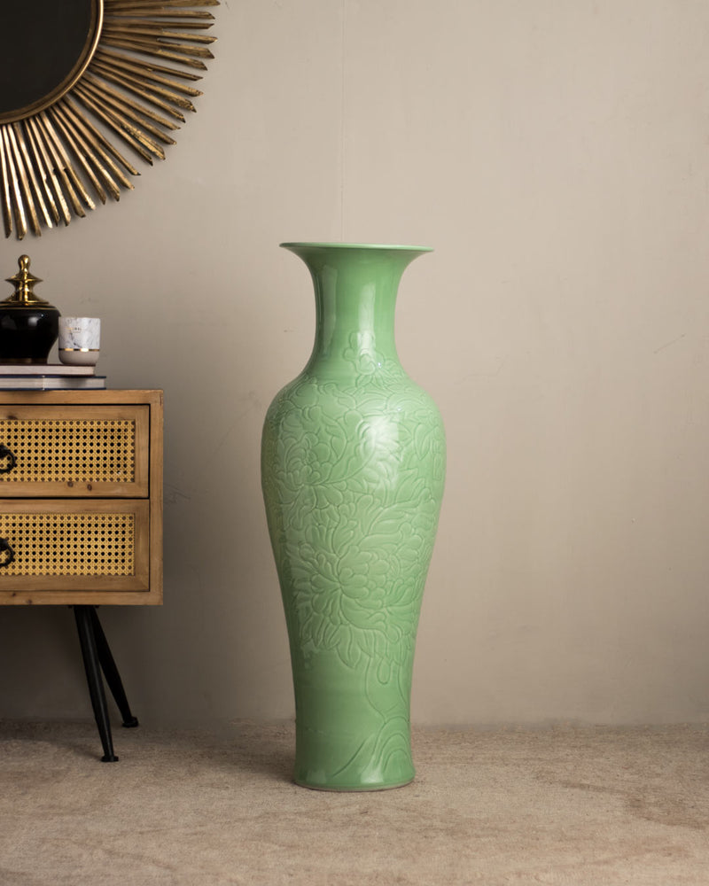 Celadon Green Floor Flower Vase