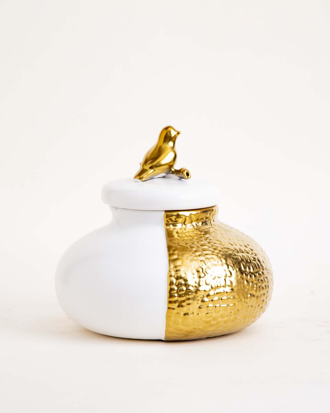 Golden Decorative Bird Harmony Lidded Jar 