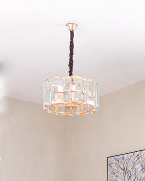 Goldeen Metal Crystal Glass Round Chandelier