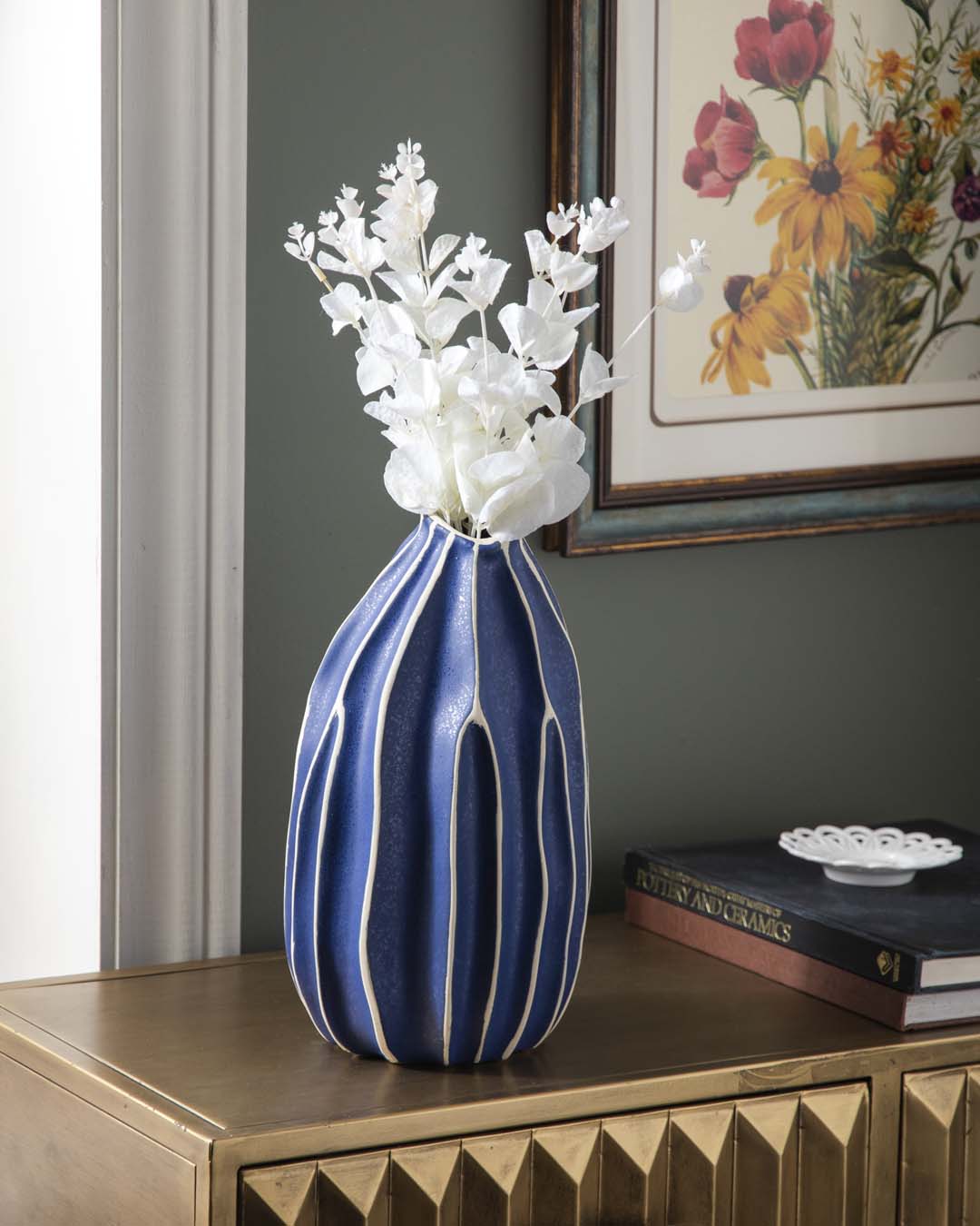 Blue Organic Stripe Vase 