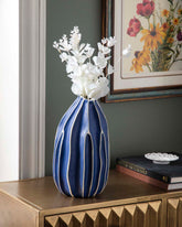 Blue Organic Stripe Vase 