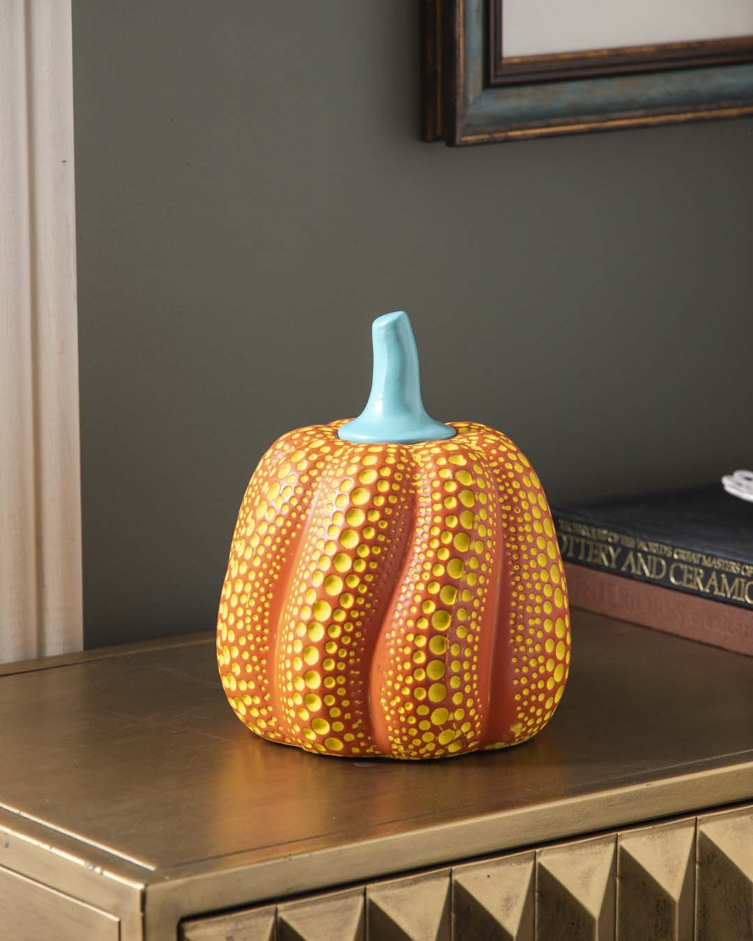 Polka Pumpkin Tabletop Decor - Orange 