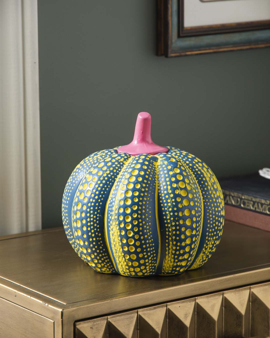 Polka Pumpkin Tabletop Decor - Green 
