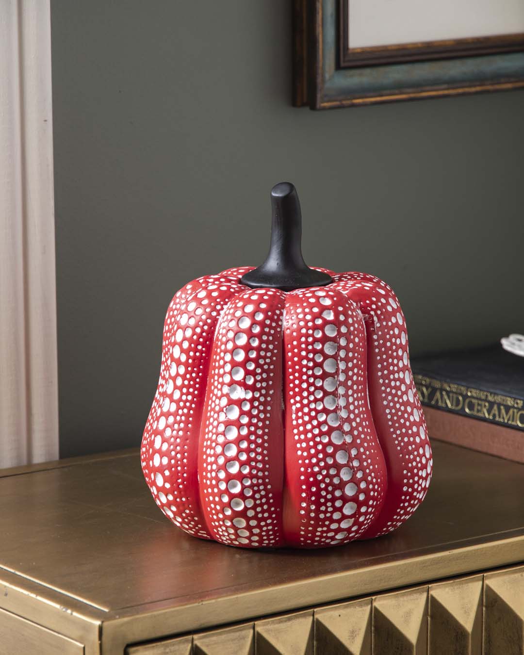 Polka Pumpkin Tabletop Decor - Red 