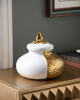 Golden Decorative Bird Harmony Lidded Jar 