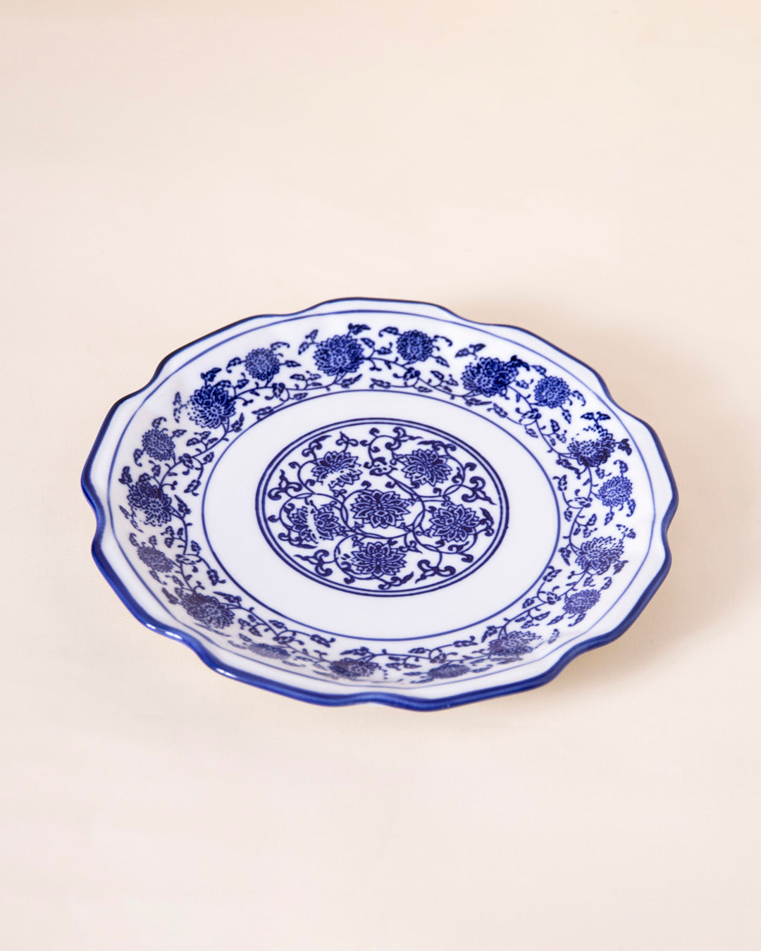 Vintage Blue & White Scallop Dinner Plate 