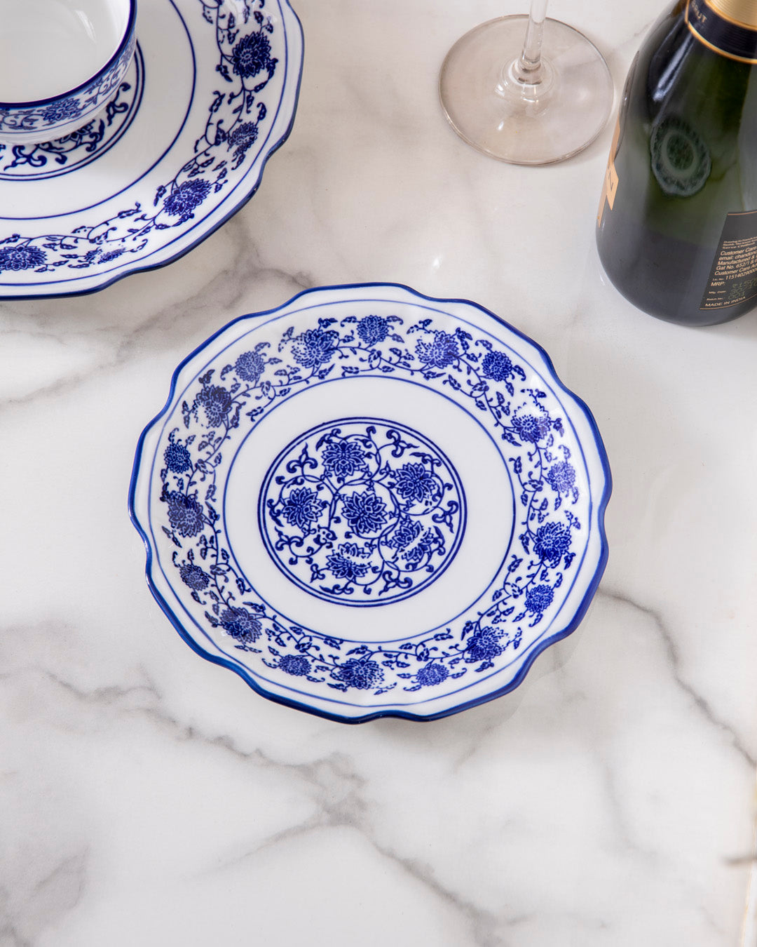Vintage Blue & White Scallop Quarter Plate 