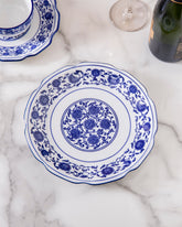 Vintage Blue & White Scallop Dinner Plate 