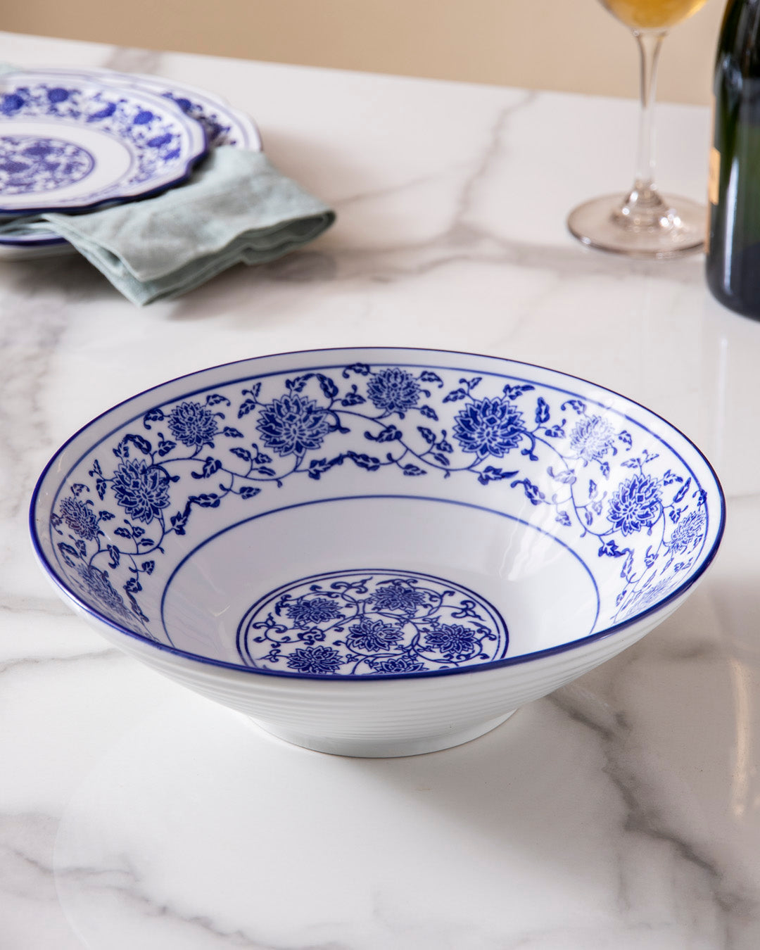 Vintage Blue & White Serving Bowl - Large 