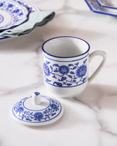 Vintage Blue & White Coffee Mug With Lid 