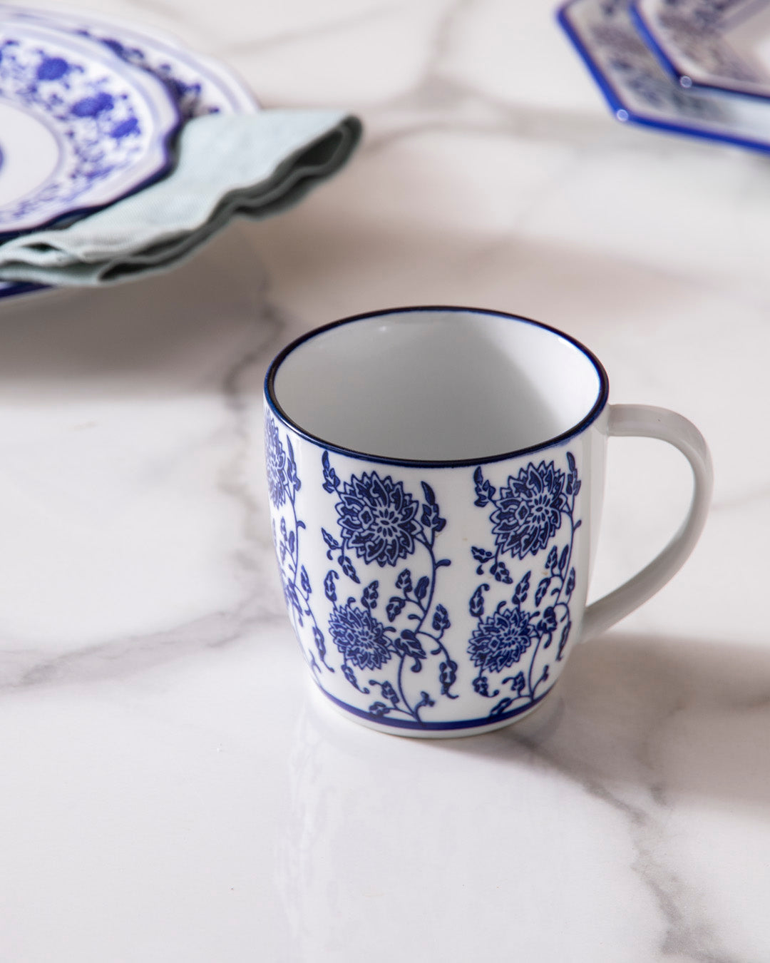 Vintage Blue & White Coffee Mug - Set Of 2 