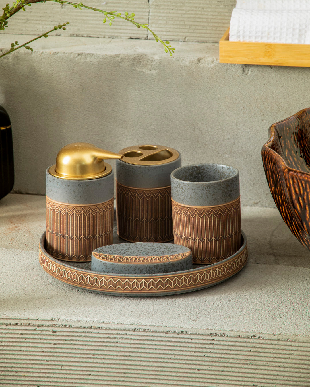 Natural Harmony 5-Piece Bath Set - Grey 