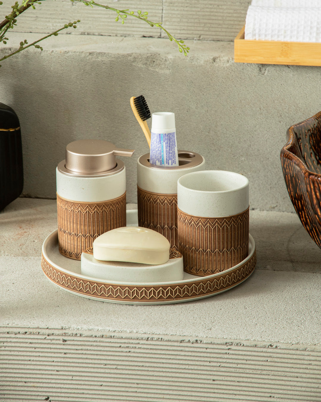 Natural Harmony 5-Piece Bath Set - White 