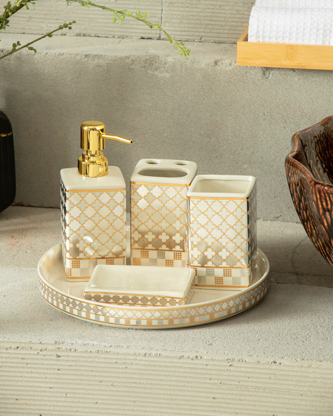 Royal Radiance 5-Piece Bath Set - White 
