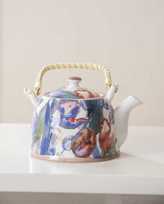 Tulips Ceramic Tea Kettle - The Decor Kart