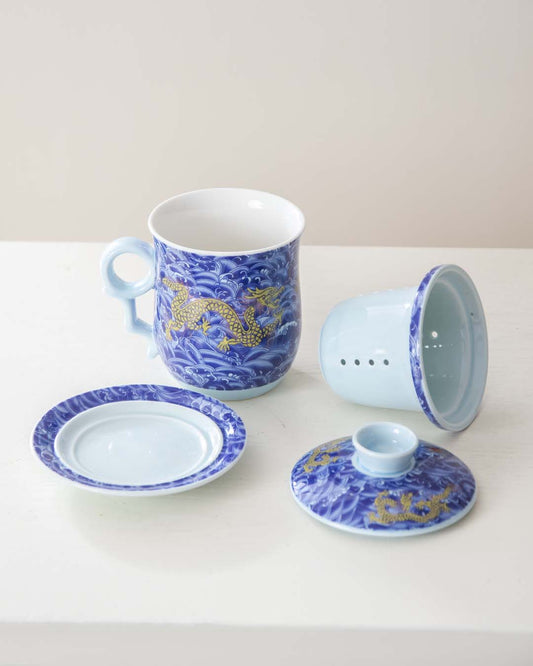 Dragon Infuser Tea Mug - Blue - The Decor Kart