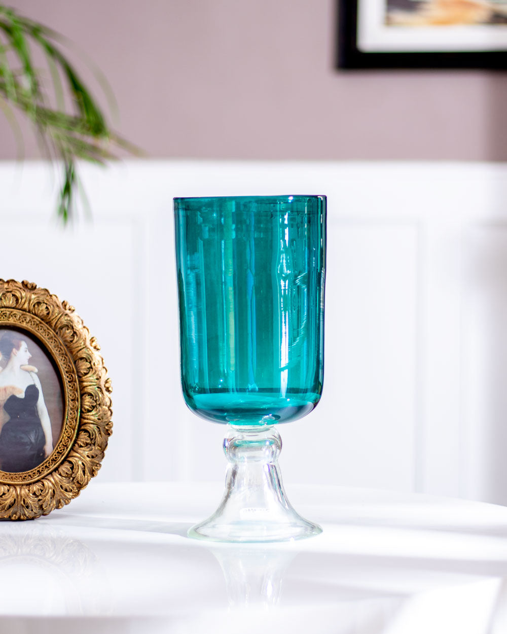 Tiffany Blue Glass Flower Vase