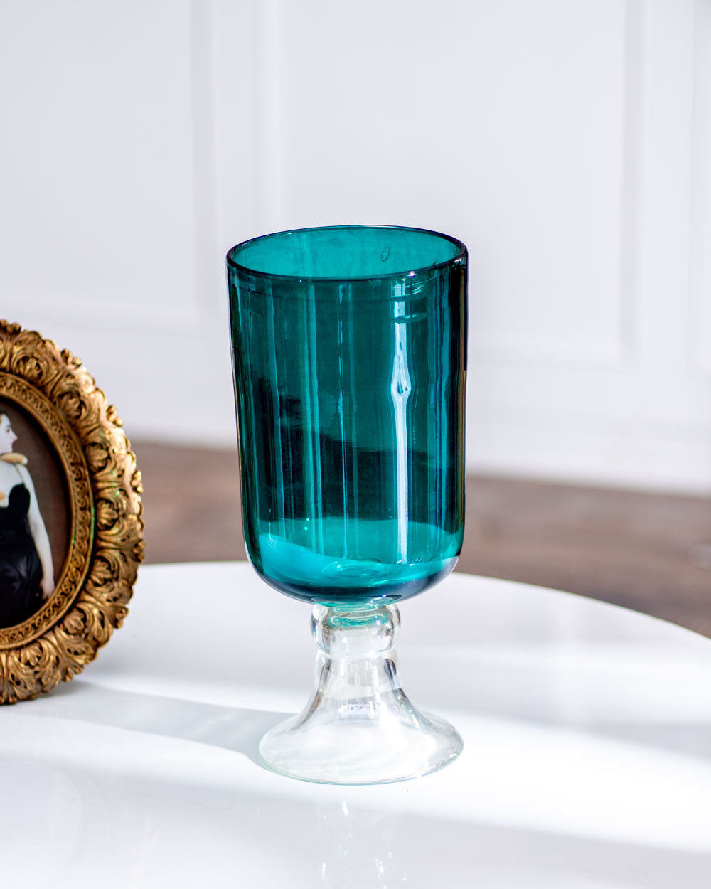 Tiffany Blue Glass Flower Vase